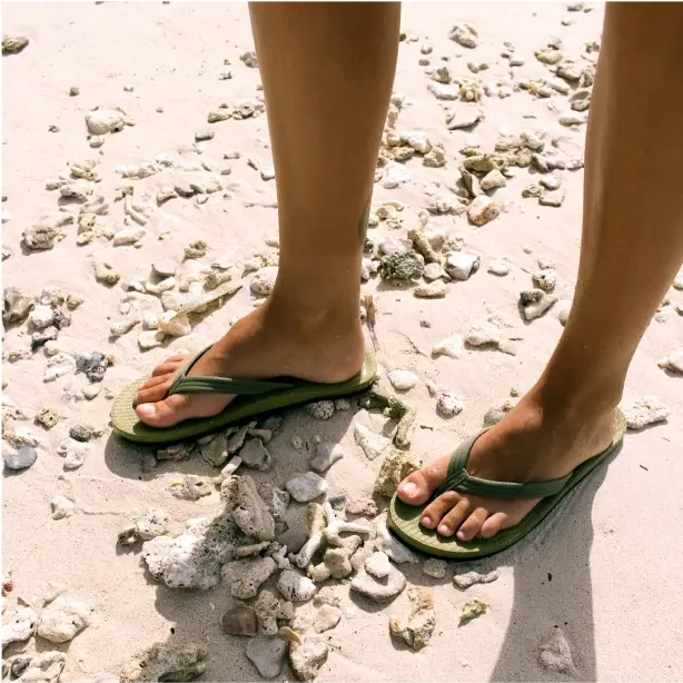 Relax in custom flip flops designed for easy living, blending comfort with a chic look.