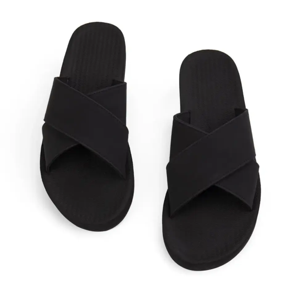 Elegant custom cross flip flops, designed for comfort and style, perfect for a luxurious day at the beach or poolside.