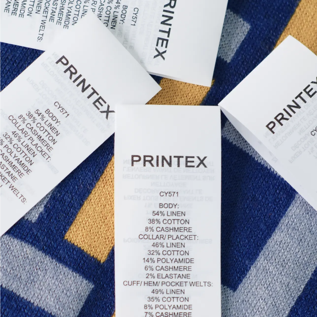 Durable custom care labels crafted from premium base material, providing essential care instructions for your garments.