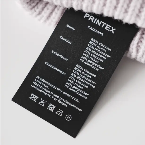 Custom care labels featuring vibrant colors for easy identification and stylish presentation of your garments.