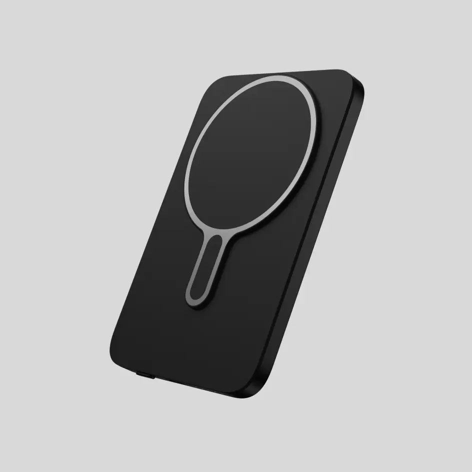Modern matte black HWS-03U power bank, designed for subtle sophistication.
