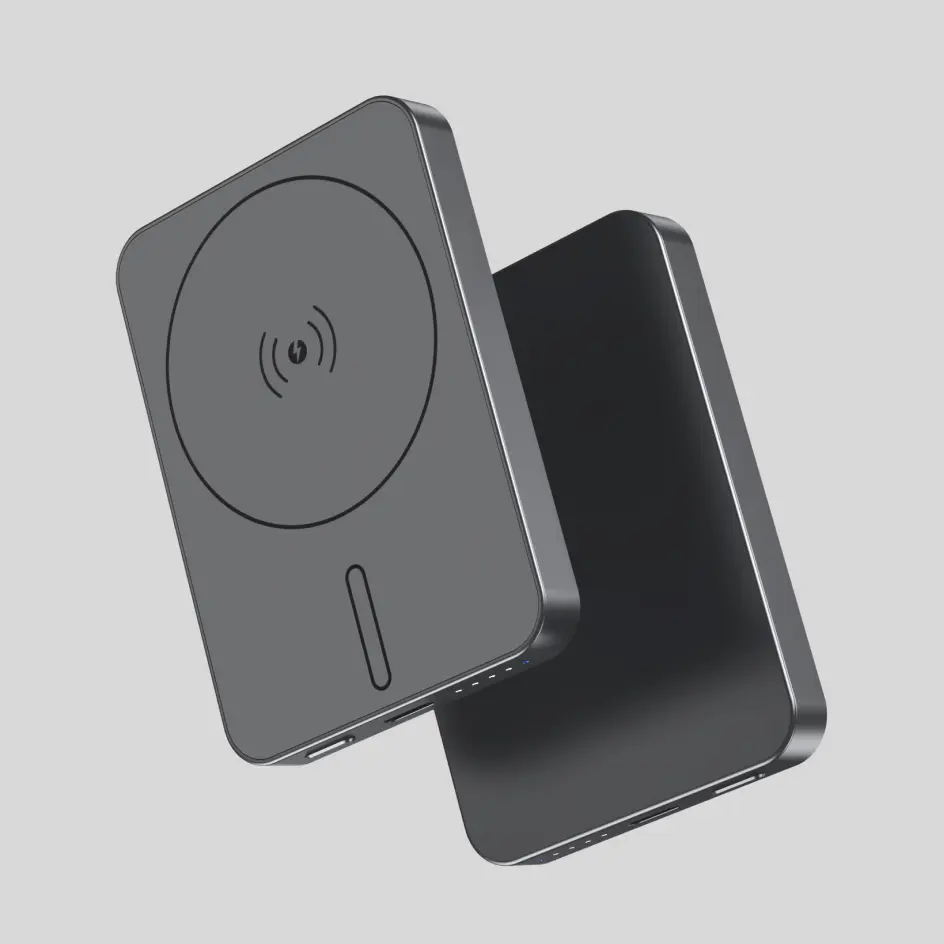 Matte grey HWSMini-01 power bank with subtle sophistication for everyday use.