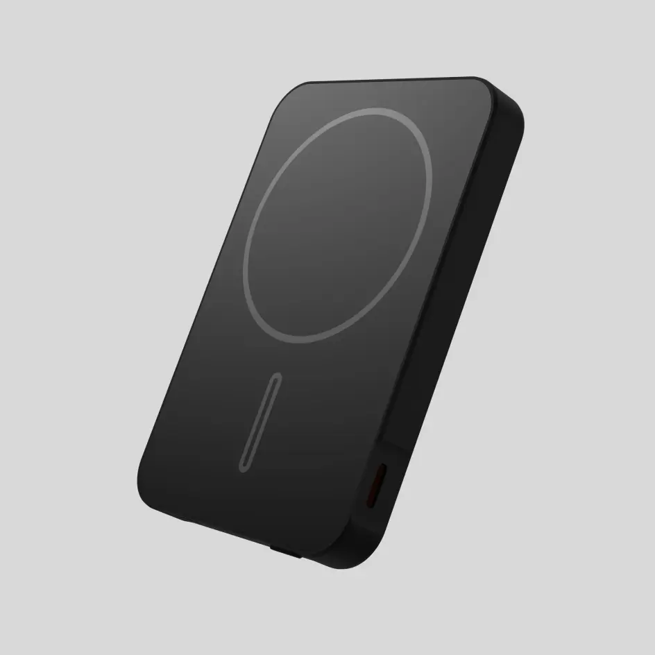 Bold black HWSBHPB-02 power bank featuring a modern and minimalist design.