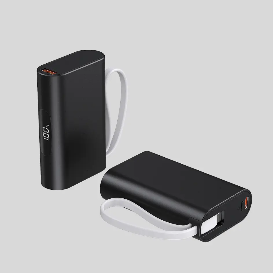 Timeless black HWSPDC-01 power bank, designed with a smooth, minimalistic exterior.