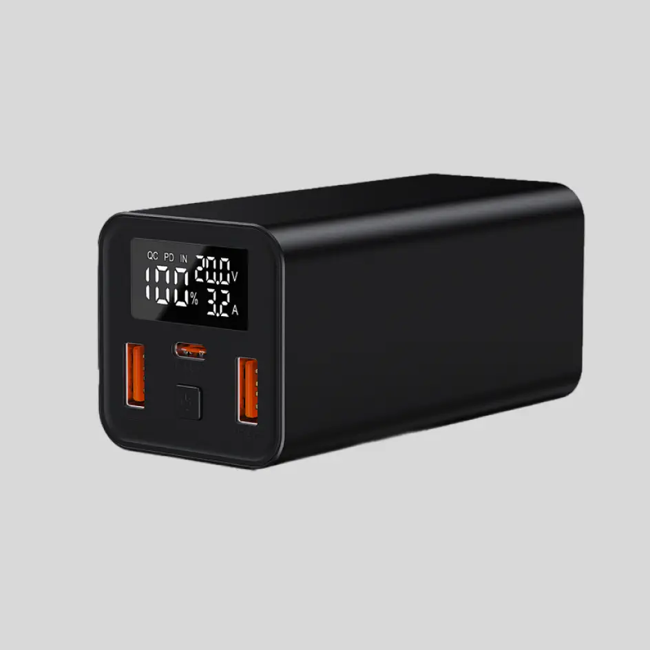 Bold black HWSPDH-02 power bank featuring a smooth and timeless design.