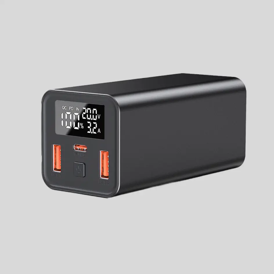 Minimalist grey HWSPDH-02 power bank with a subtle matte finish for understated sophistication.