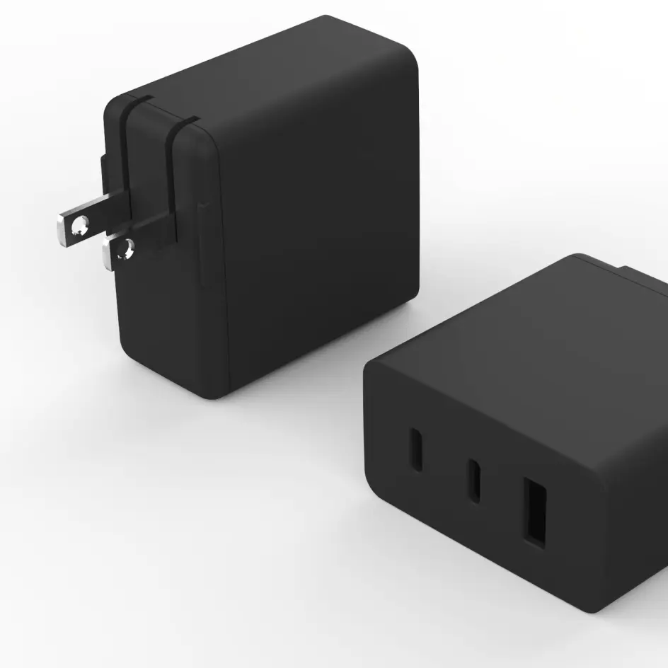 GaN PD65W charger in sleek black, designed for a modern and professional look.
