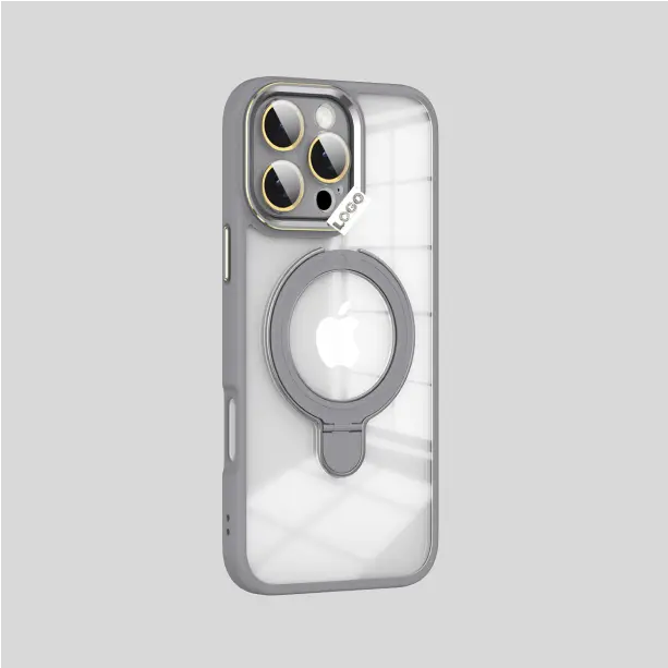 Luxuriously crafted iPhone case with a sleek kickstand for effortless video calls and media viewing.