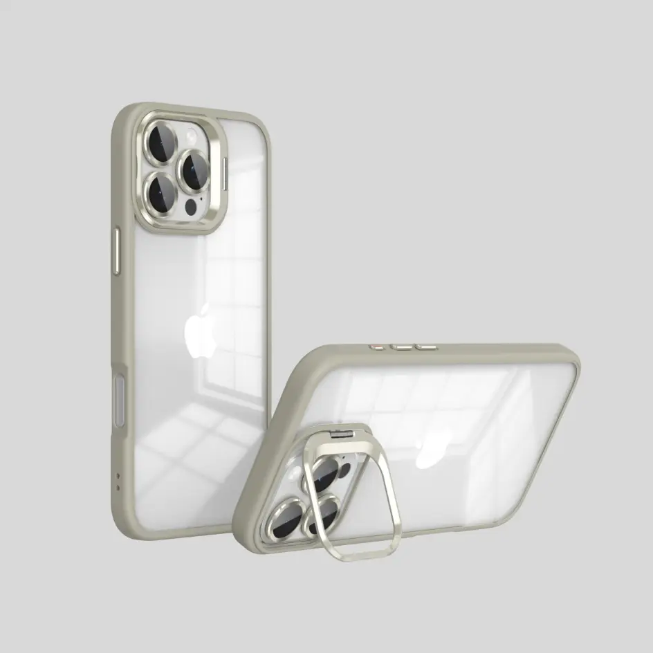 Chic clear iPhone case with camera frame and DIY lens, providing a transparent design to showcase your iPhone's original look.