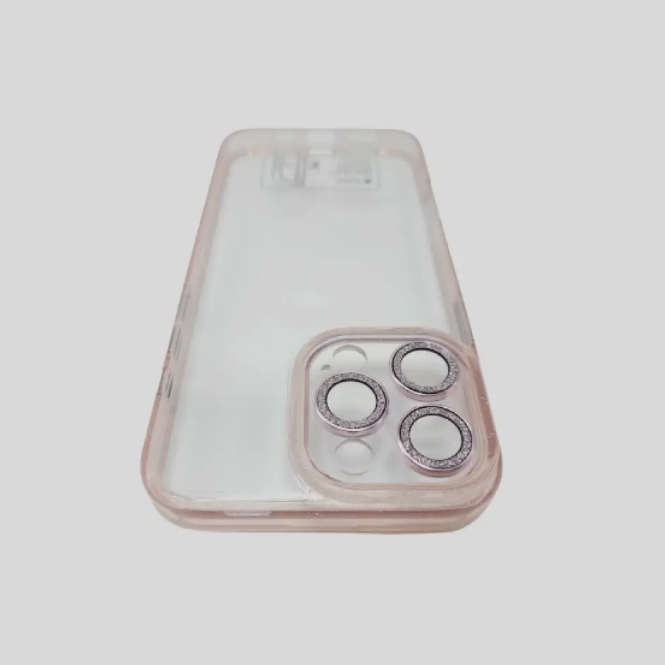 Bold pink glitter iPhone case with TPU bumpers, designed to add a fun and fashionable touch to your phone.