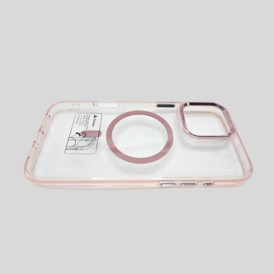 Classic white metal frame iPhone case with a magnetic ring, designed to offer protection with a minimalist look.