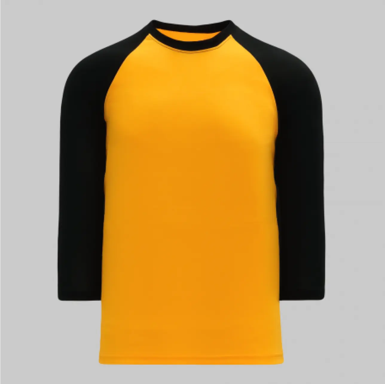 Yellow round-neck t-shirt with jet-black long sleeves, offering a sharp and dynamic two-tone design.