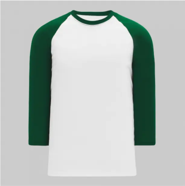 White round-neck t-shirt with fresh green long sleeves, delivering a clean and eco-inspired aesthetic.