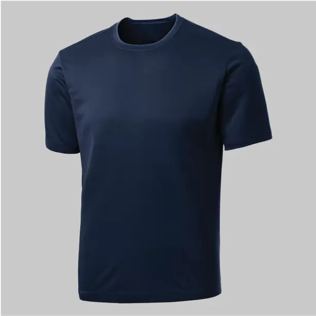 Navy blue round-neck t-shirt with short sleeves, offering a classic and versatile design.