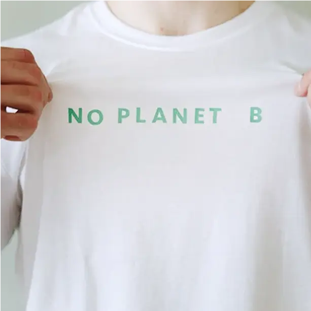 Crisp white tee with a powerful "NO-PLANET B" message, making a bold eco-conscious statement.