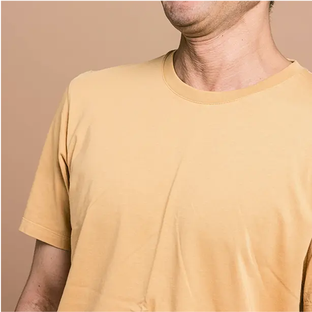 Elegant golden t-shirt with a smooth, minimalist design for a refined touch.