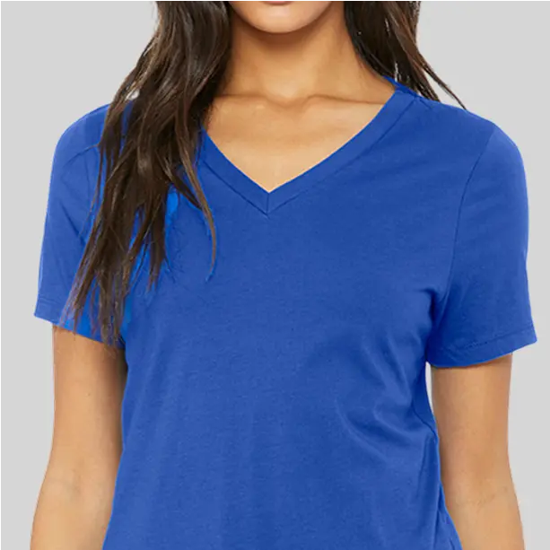 Blue Comfortable deep V-neck tee for women designed with a soft and breathable fabric.