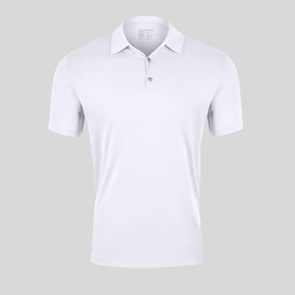 Crisp white classic polo t-shirt, a wardrobe essential for effortless styling.