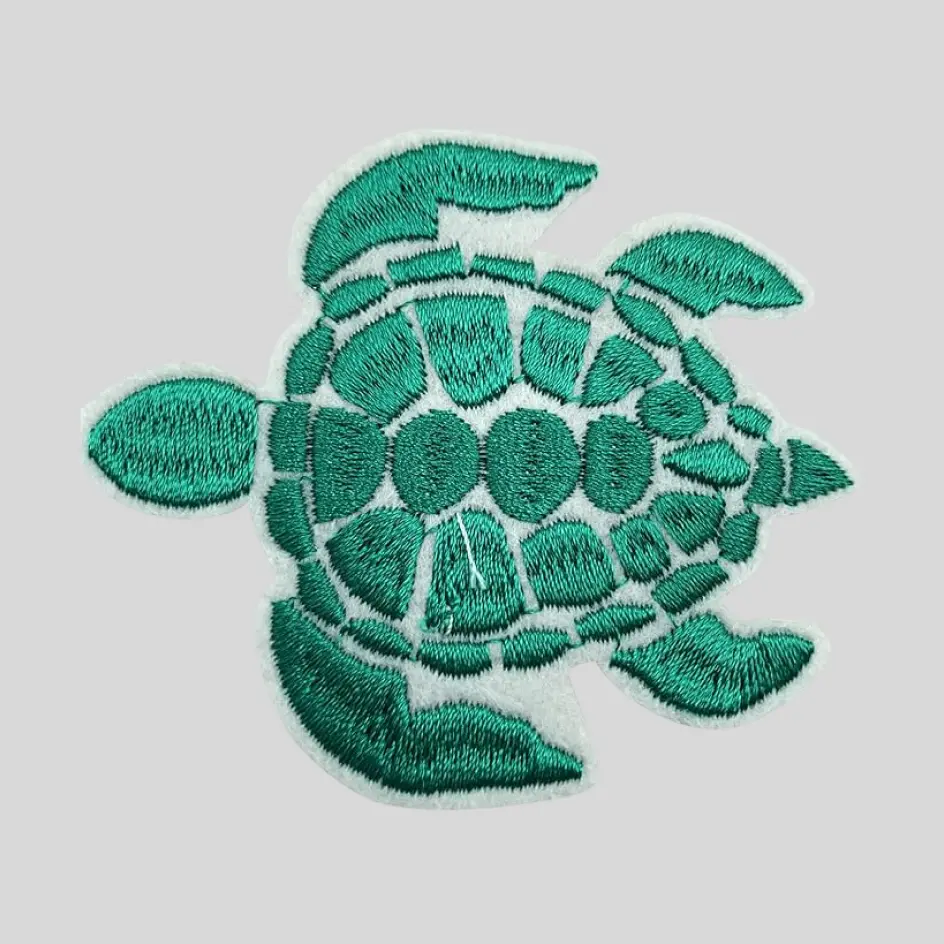 Embroidered tortoise logo for a distinctive and detailed touch for a classic round neck t-shirt