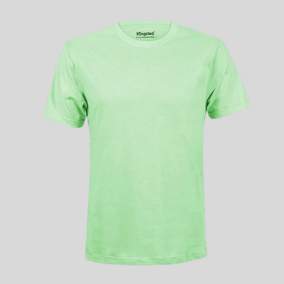 Soft mint classic round neck t-shirt, offering a light and refreshing aesthetic.