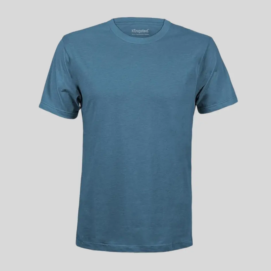 Striking azure classic round neck t-shirt for a bold and modern appeal.