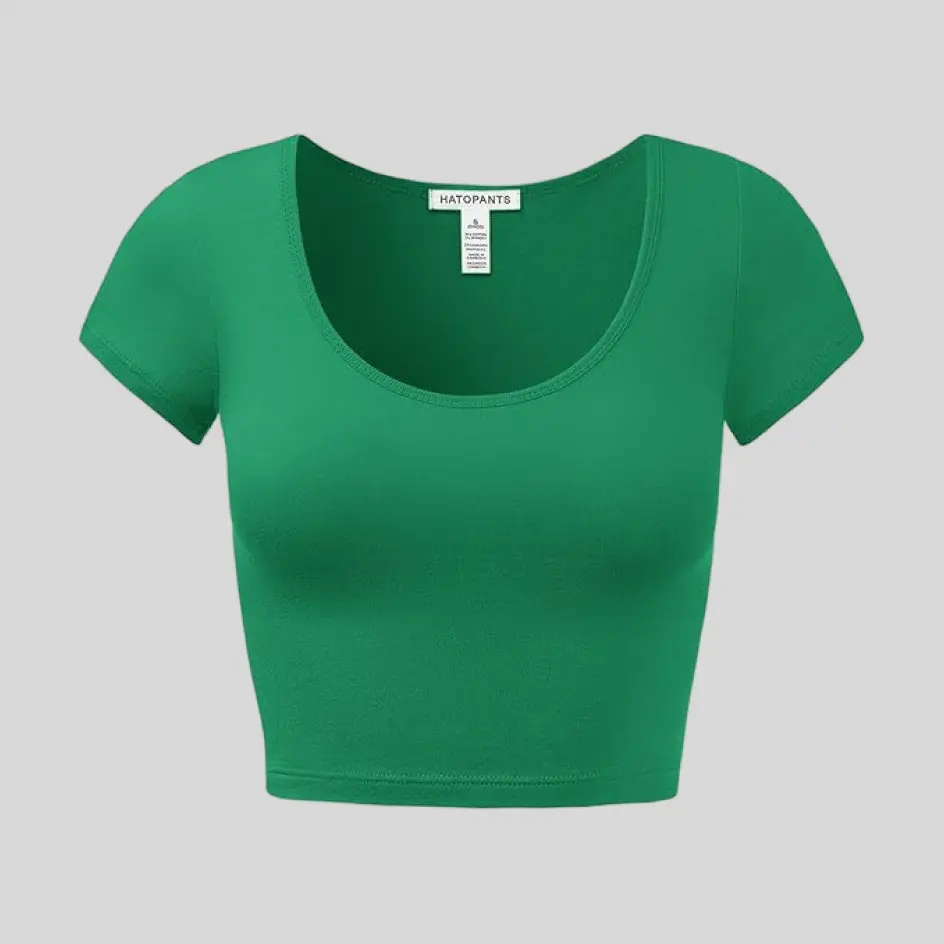 Fresh kelly green crop tee, perfect for a lively and energetic style.