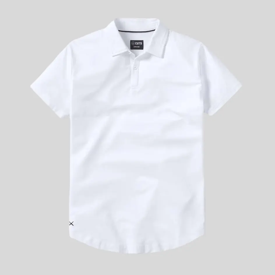 Crisp white cut & sew t-shirt, a timeless wardrobe essential.