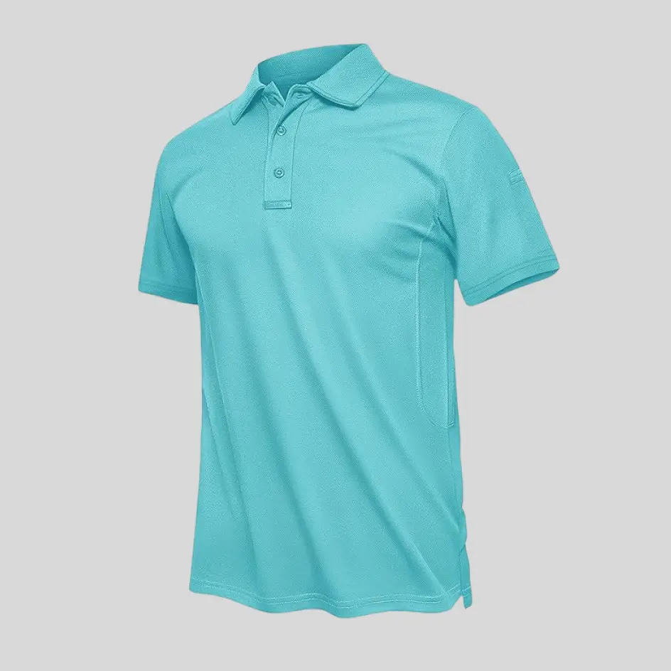 Vibrant turquoise cut & sew t-shirt, bringing a dynamic and refreshing pop of color.