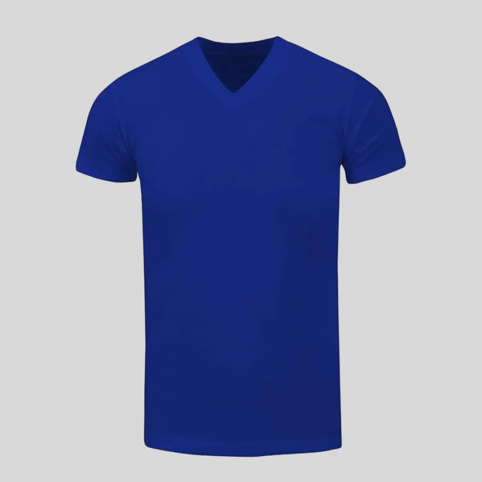 Rich royal deep V-neck t-shirt, delivering a luxurious and polished aesthetic.