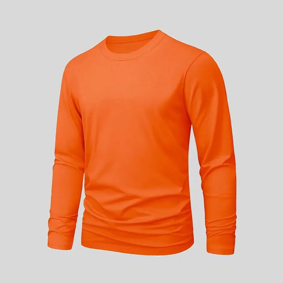 Warm orange long sleeve t-shirt, ideal for a trendy and dynamic appeal.