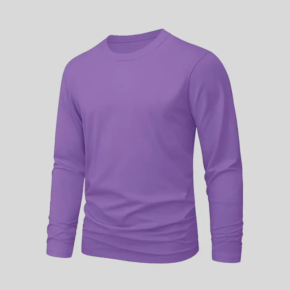 Soft light purple long sleeve t-shirt for a subtle yet stylish touch.