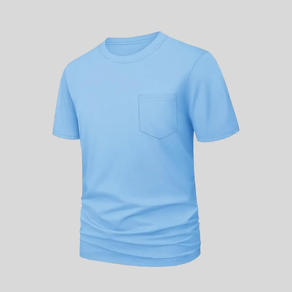 Refreshing waterfall blue pocket jersey tee, bringing a cool and calming aesthetic.