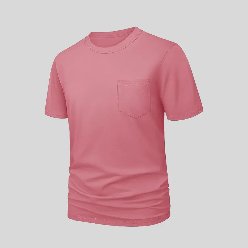 Chic gray pink pocket jersey tee for a soft yet modern appeal.