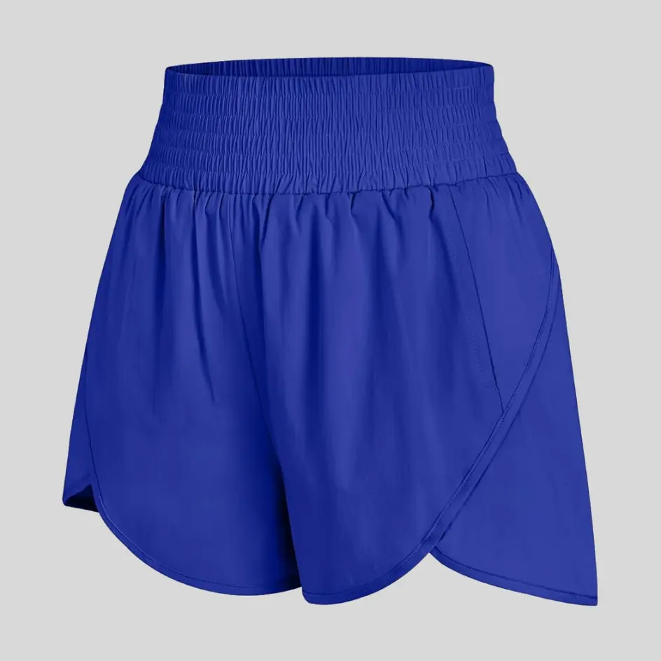 Stylish high-waisted shorts that sit above the waist, flattering the figure and elongating the legs.