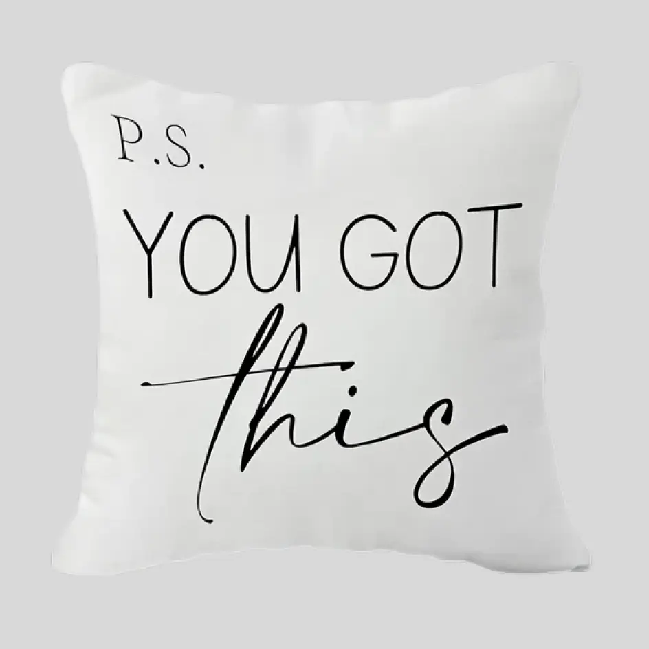 A custom-branded pillow with an inside woven label, providing a discreet yet high-quality branding detail.