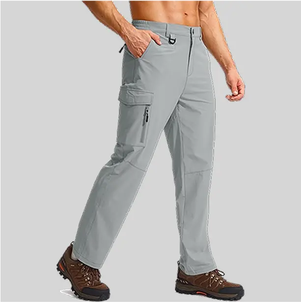 Quick-dry cargo pants with zippered pockets, providing secure storage for fishing gear and essentials.