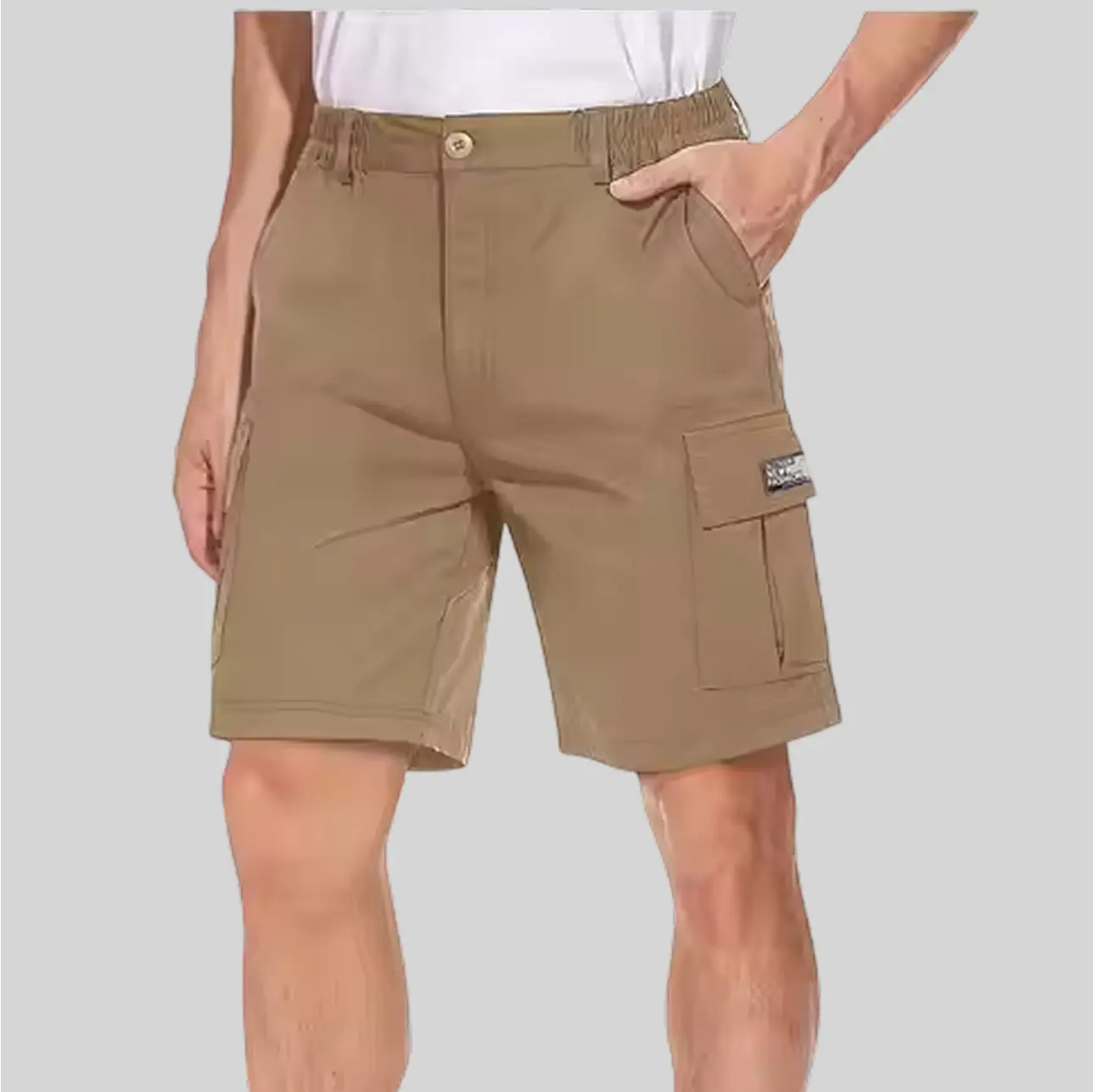 Lightweight elastic-waist fishing shorts designed for comfort and flexibility, perfect for outdoor and water activities.