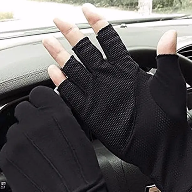 Breathable and quick-drying fingerless gloves with UPF protection, offering sun safety and enhanced grip.