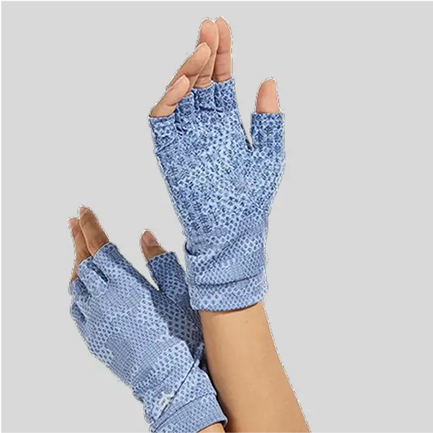 Flexible and stretchable UV-protective gloves with an open-finger design, allowing precision handling while protecting from harmful rays.