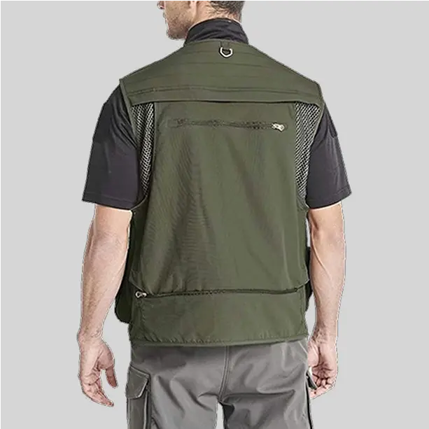 Water-resistant fishing vest with thermal insulation, designed to keep anglers warm in cool weather.