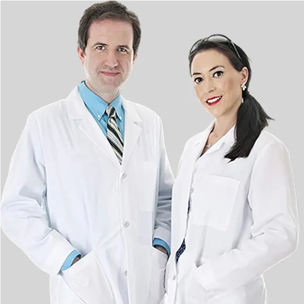 A knee-length lab coat with spacious pockets, ideal for carrying medical instruments and notes.