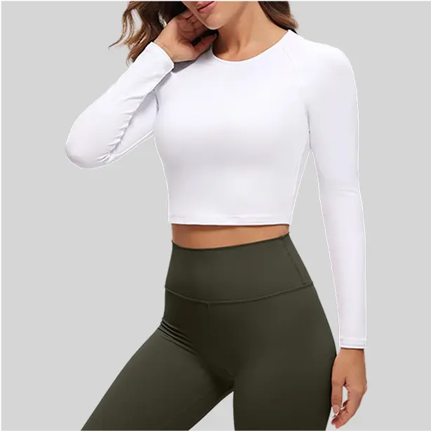 A relaxed-fit long sleeve yoga top with an open-back design for added airflow.