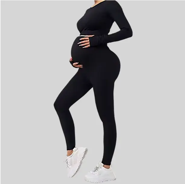 A nursing-friendly maternity yoga hoodie with an easy-access front zipper.