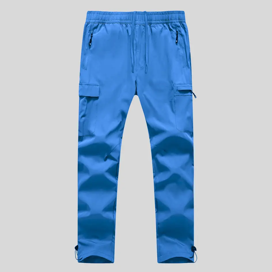 A vibrant royal blue quick-dry cargo pant, adding a bold touch to outdoor fishing gear.