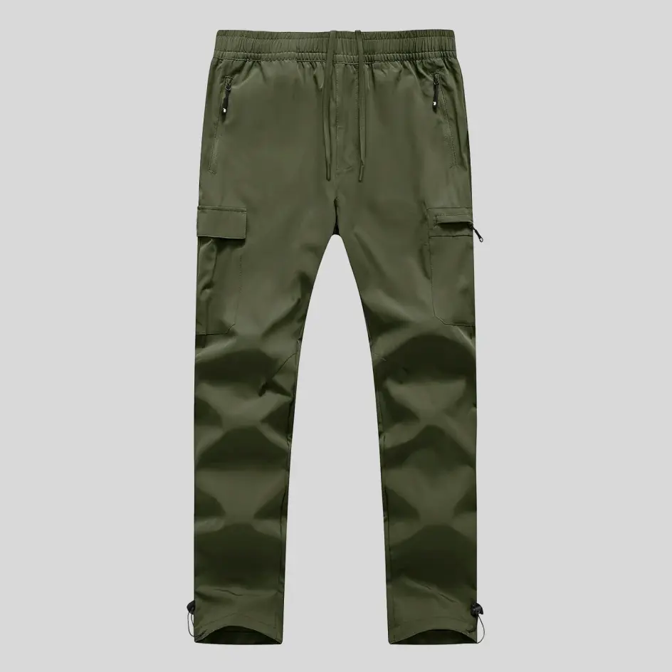 A striking electric green quick-dry cargo pant designed for high visibility and a sporty aesthetic.