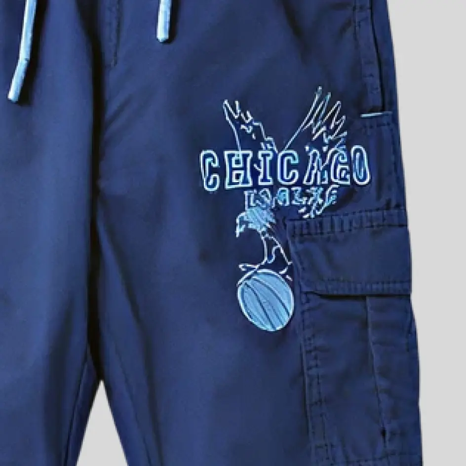 A quick-dry cargo pant with high-quality screen printing, showcasing bold and long-lasting branding.