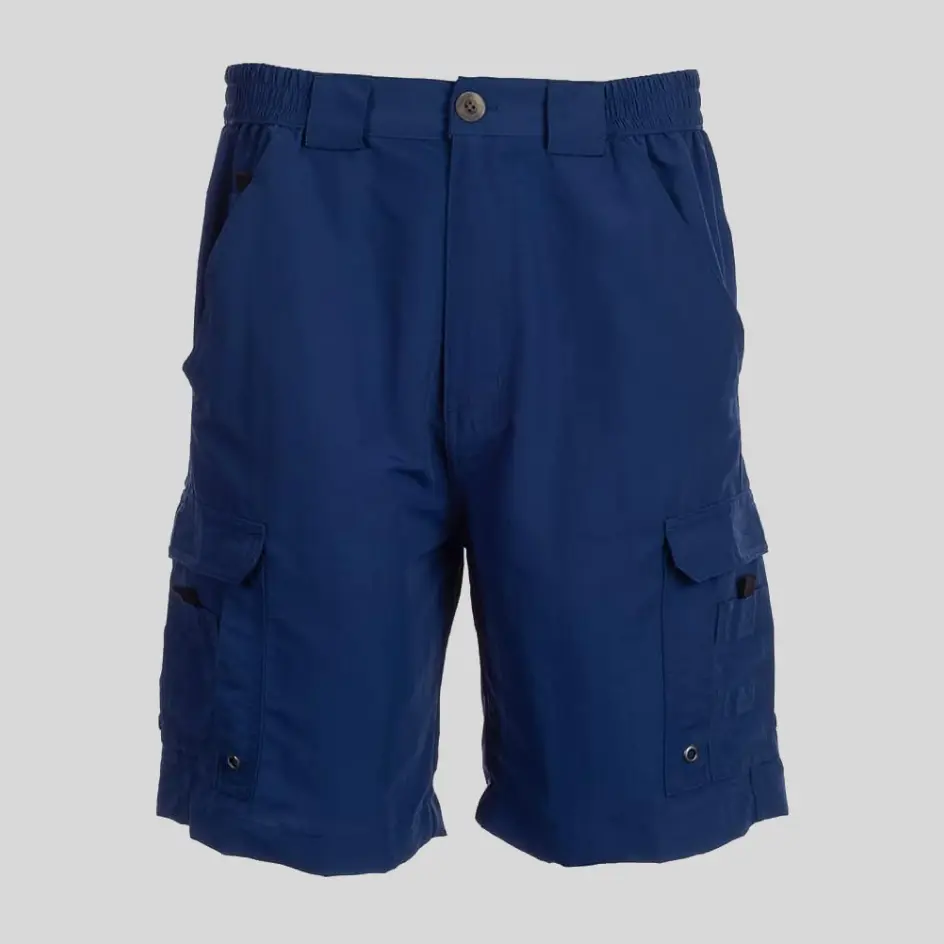 A pair of elastic-waist fishing shorts in navy, combining a deep blue shade with a sleek and modern design.