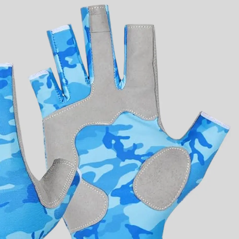 A pair of fingerless UV-protective gloves crafted from high-performance UV-protective fabrics, shielding hands from harmful sun rays while maintaining comfort.