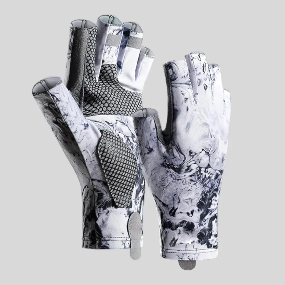 A pair of fingerless UV-protective gloves in classic white, offering a clean and sleek look.