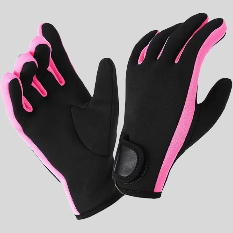 A stylish pair of neoprene grip gloves in pink, adding a vibrant and bold touch to performance wear.